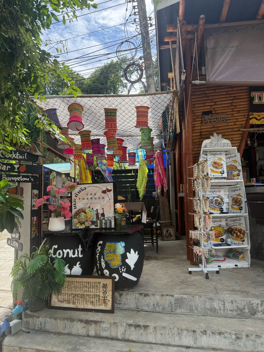 Bar entrance with lanterns